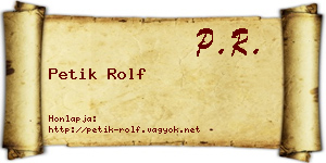 Petik Rolf névjegykártya